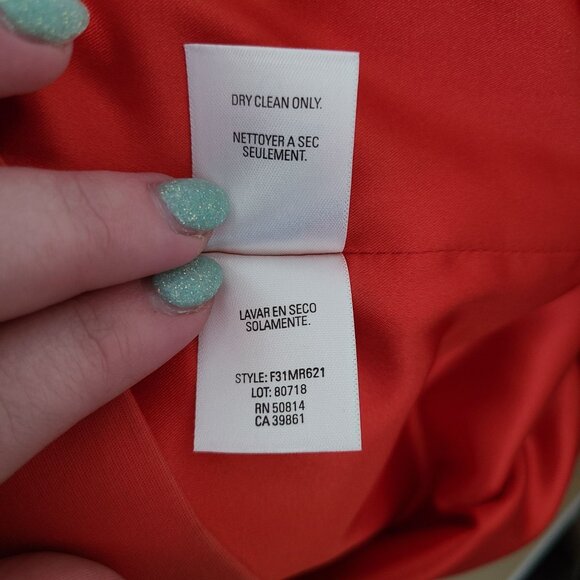 Tahari US Women's Size 10 Orange Twill Sheath Dress Sleeveless Lined Square Neck - Picture 11 of 13